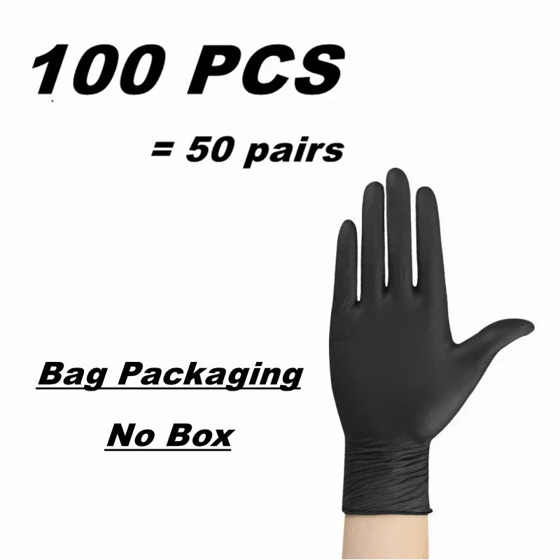 Gants jetables nitrile noir – sans latex, texturés, lot de 10 à 100