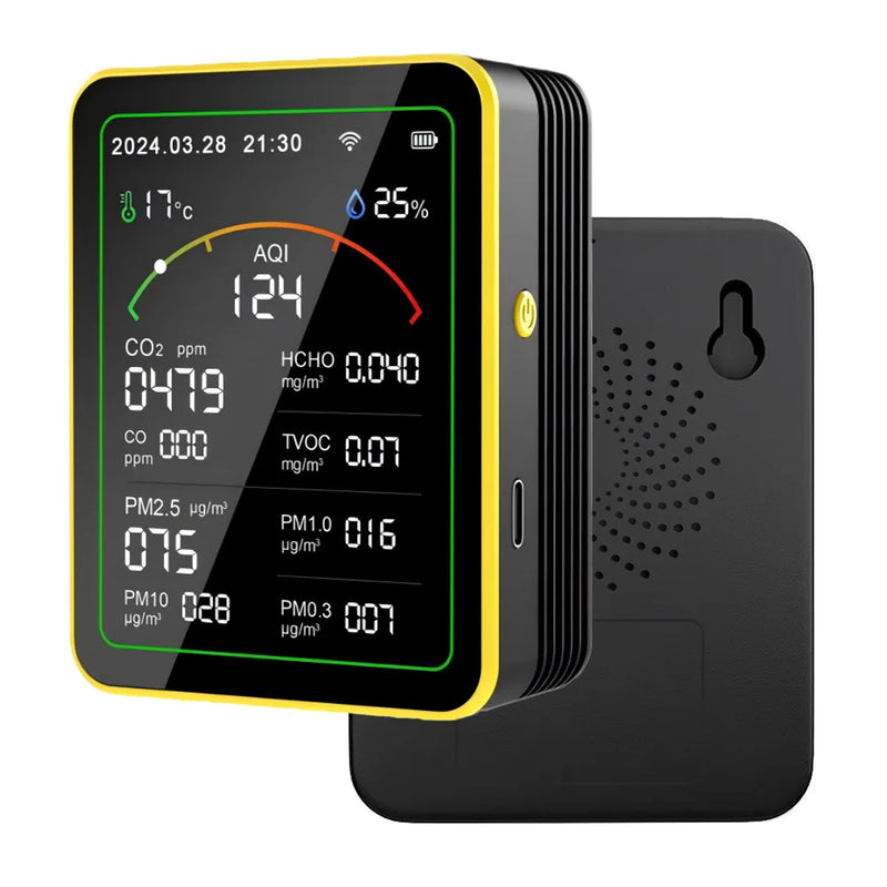 Détecteur de gaz et qualité de l'air CO2 – Multi-paramètres, écran LCD, WiFi