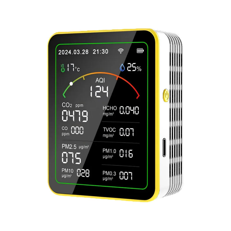 Détecteur de gaz et qualité de l'air CO2 – Multi-paramètres, écran LCD, WiFi