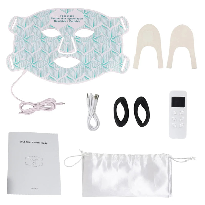 Masque LED visage & cou 8 couleurs – luminothérapie anti-âge, acné, rides