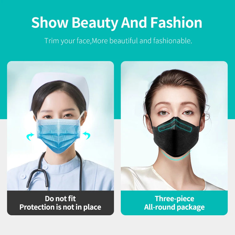 Masques FFP2 KN95 CE réutilisables – anti-poussière, lot de 10 à 100