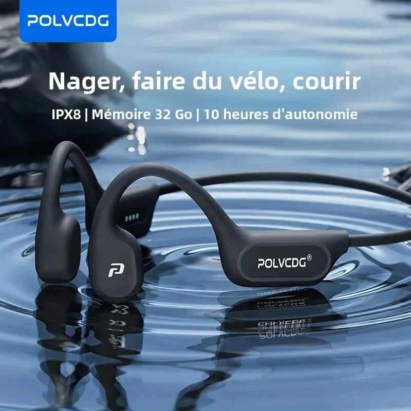 Écouteurs conduction osseuse POLVCDG X9 – IPX8 étanche, 32 Go, natation