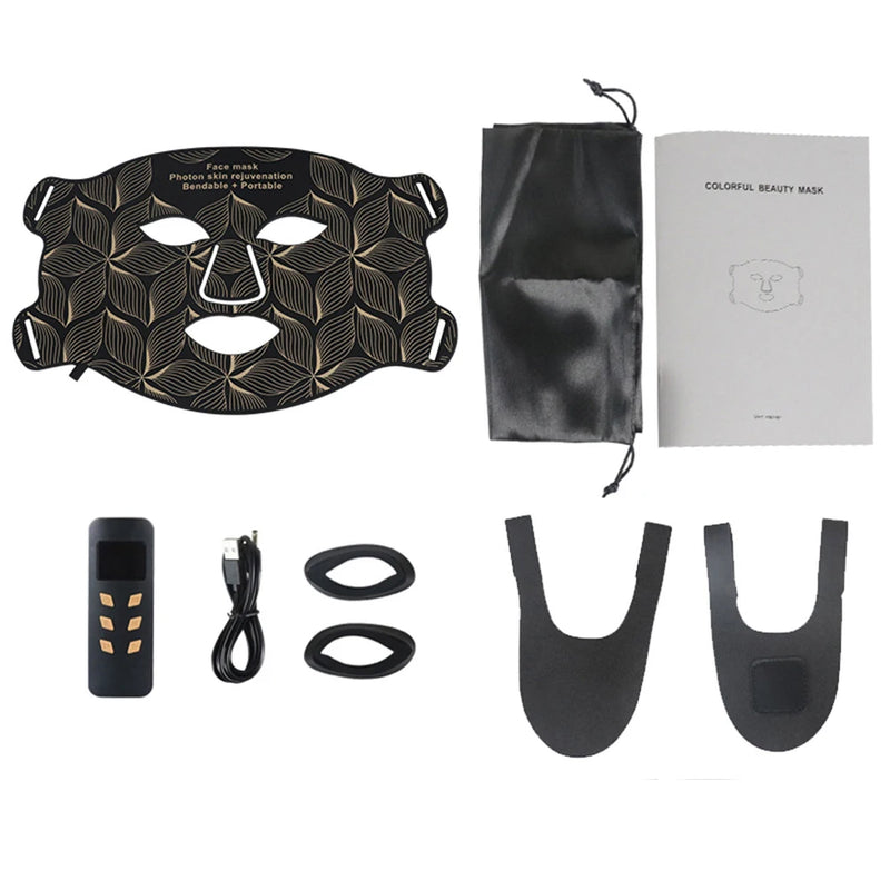 Masque LED visage & cou 8 couleurs – luminothérapie anti-âge, acné, rides