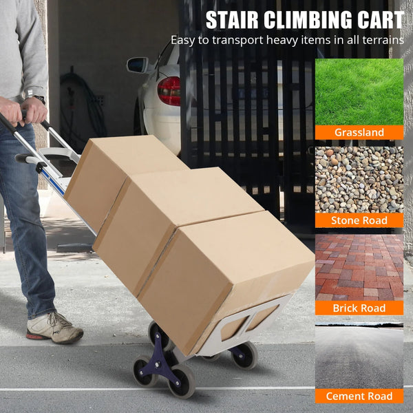 Diable monte-escaliers HiMISS en aluminium – 250 kg, convertible, roues triangulaires