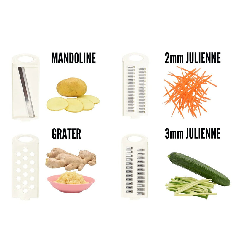 Trancheur légumes 5 en 1 – râpe manuelle, coupe-frites, mandoline cuisine
