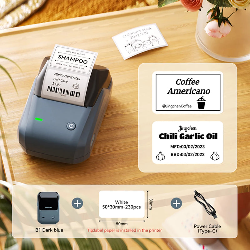 Étiqueteuse thermique NiiMbot B1 – Bluetooth sans fil, 203 DPI, portable