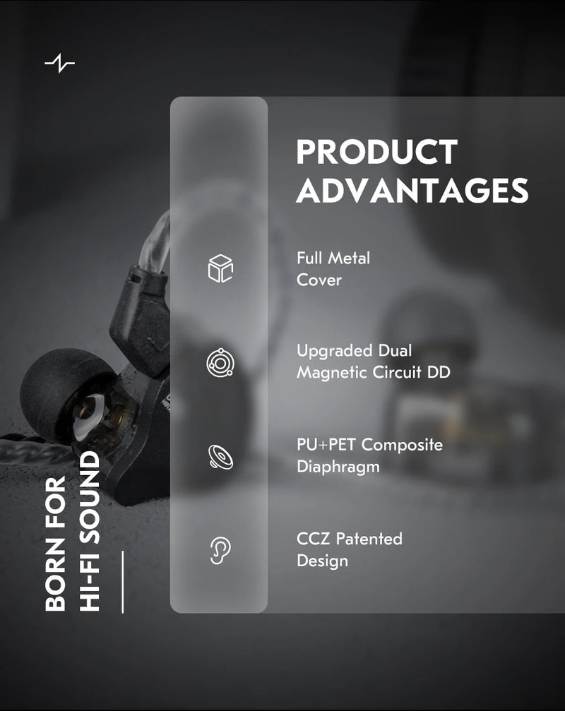 Écouteurs CCZ SOLO DC02 – intra-auriculaires HiFi filaires, driver 10 mm