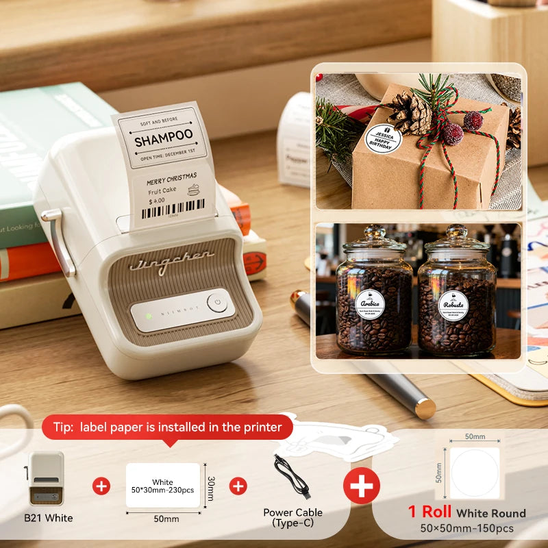 Imprimante d'étiquettes thermique NiiMbot B21 – Bluetooth sans encre, batterie 1500 mAh