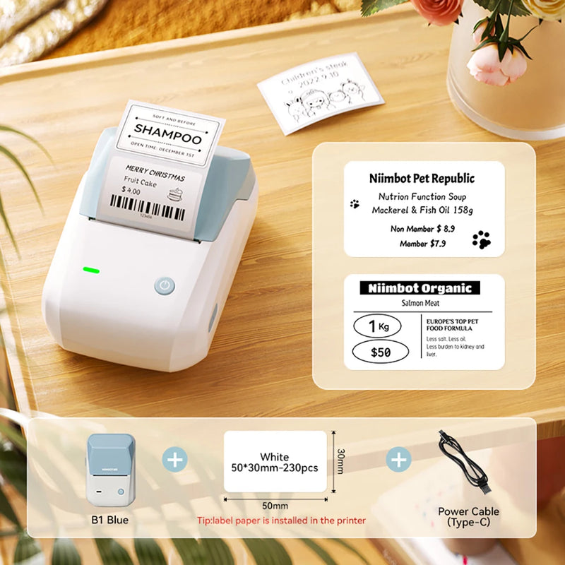 Étiqueteuse thermique NiiMbot B1 – Bluetooth sans fil, 203 DPI, portable