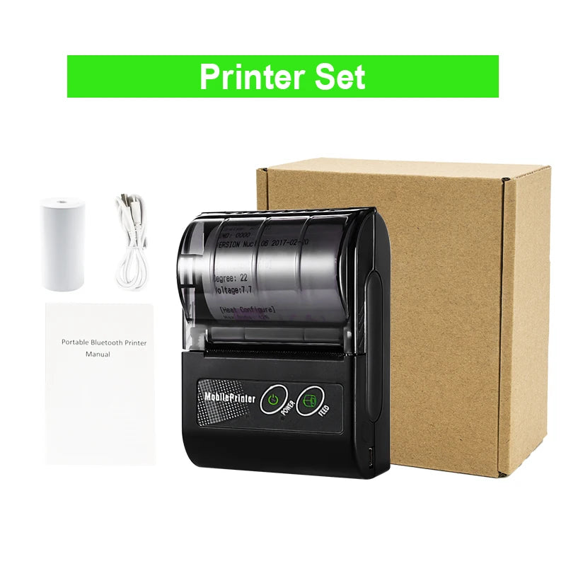 Mini-imprimante thermique portable Bluetooth 58 mm – reçus, sans encre, batterie 10h