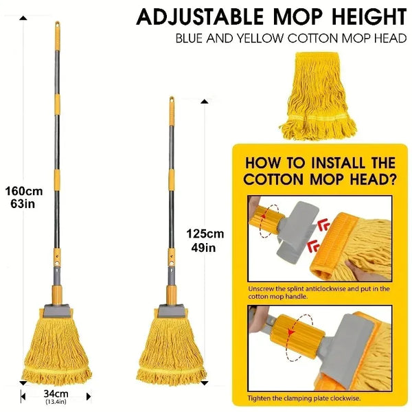 Serpillière microfibre professionnelle – manche télescopique inox, essorage 4 côtés