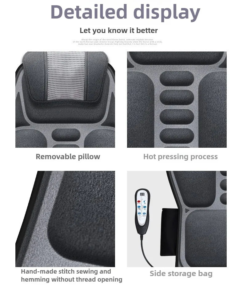 Coussin de massage chauffant – airbag lombaire réglable, bureau, voiture