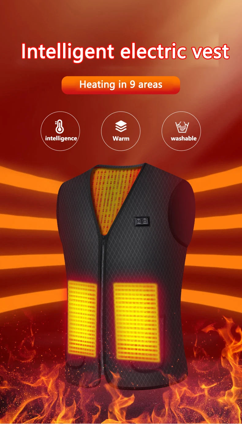 Gilet chauffant USB graphène – veste chauffante unisexe, camping, hiver