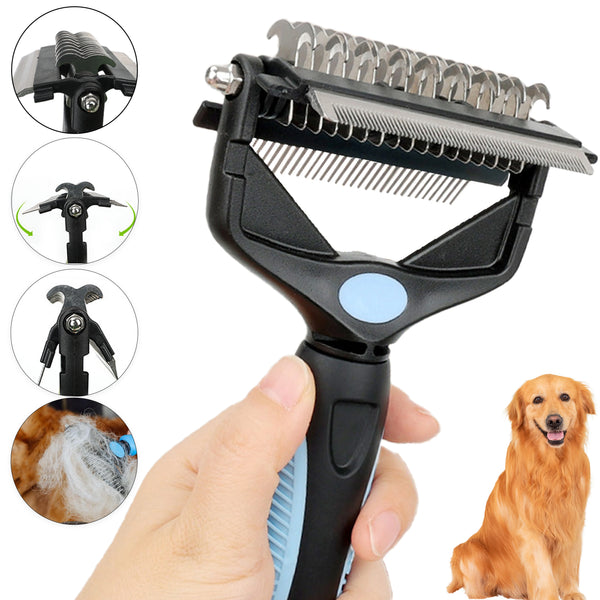 Brosse de toilettage 3 en 1 chien & chat – démêloir, coupe-nœuds, peigne