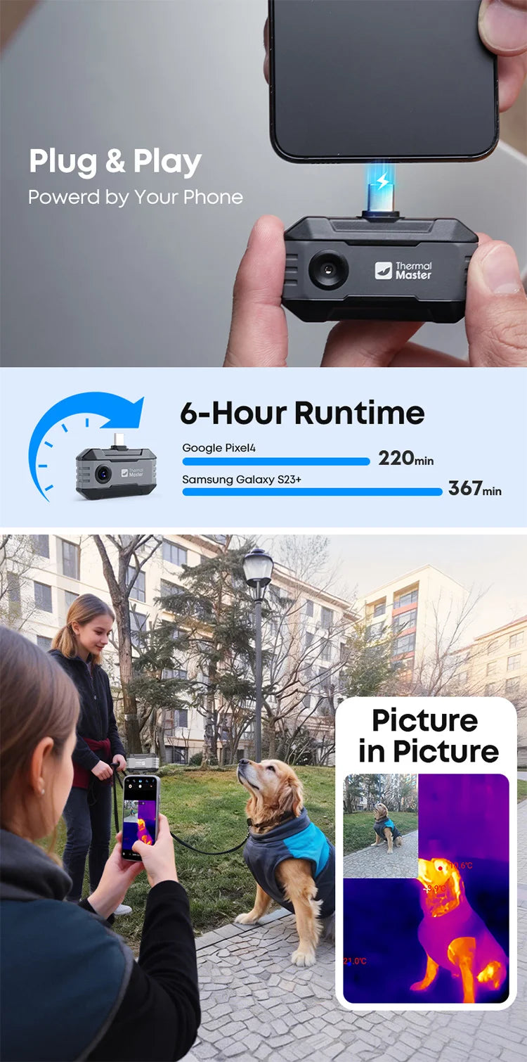 Caméra thermique Thermal Master P1 – iPhone & Android, 320x240, 600°C
