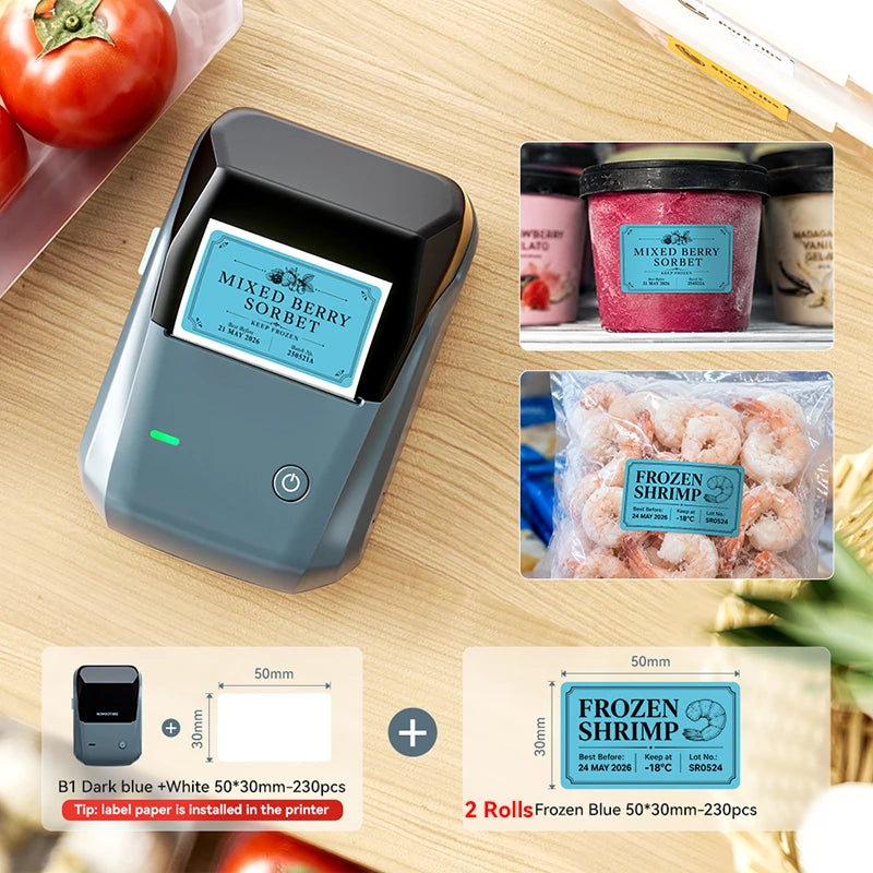Étiqueteuse thermique NiiMbot B1 – Bluetooth sans fil, 203 DPI, portable