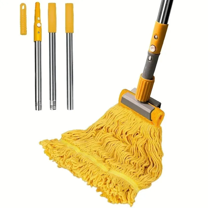 Serpillière microfibre professionnelle – manche télescopique inox, essorage 4 côtés