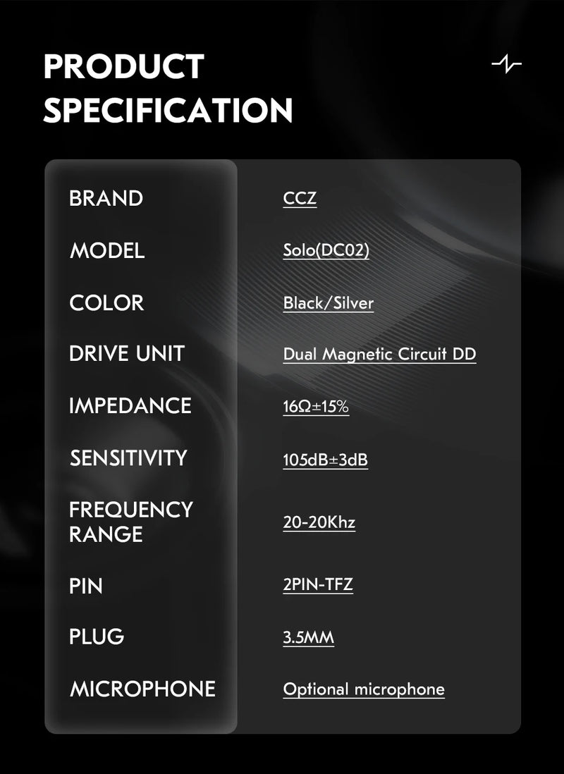 Écouteurs CCZ SOLO DC02 – intra-auriculaires HiFi filaires, driver 10 mm