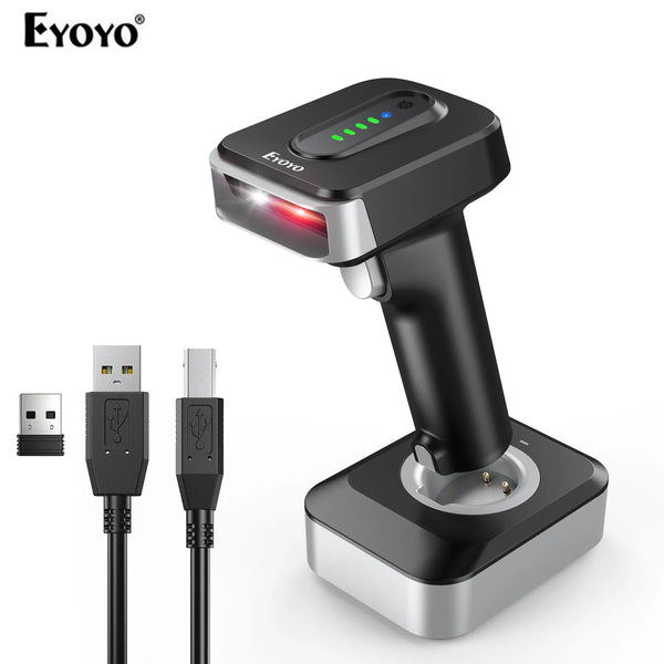 Scanner de codes-barres 2D Eyoyo EY-029 – Bluetooth, sans fil 2.4G et USB, batterie 2500 mAh