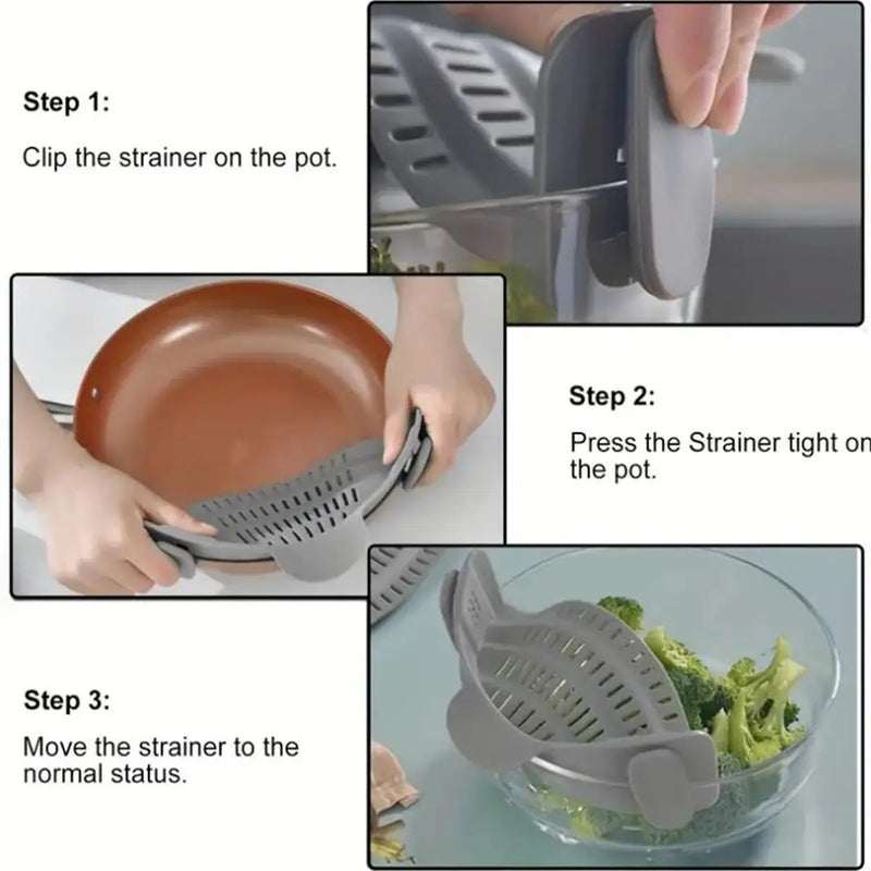 Passoire à clip réglable inox – casseroles, bols, égouttoir de cuisine