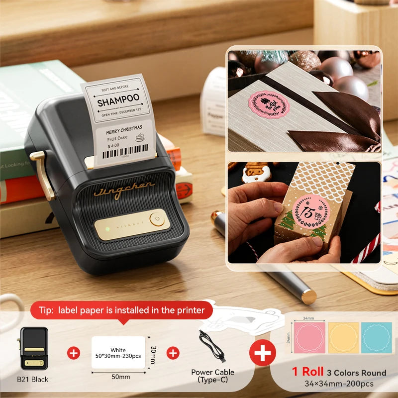 Imprimante d'étiquettes thermique NiiMbot B21 – Bluetooth sans encre, batterie 1500 mAh