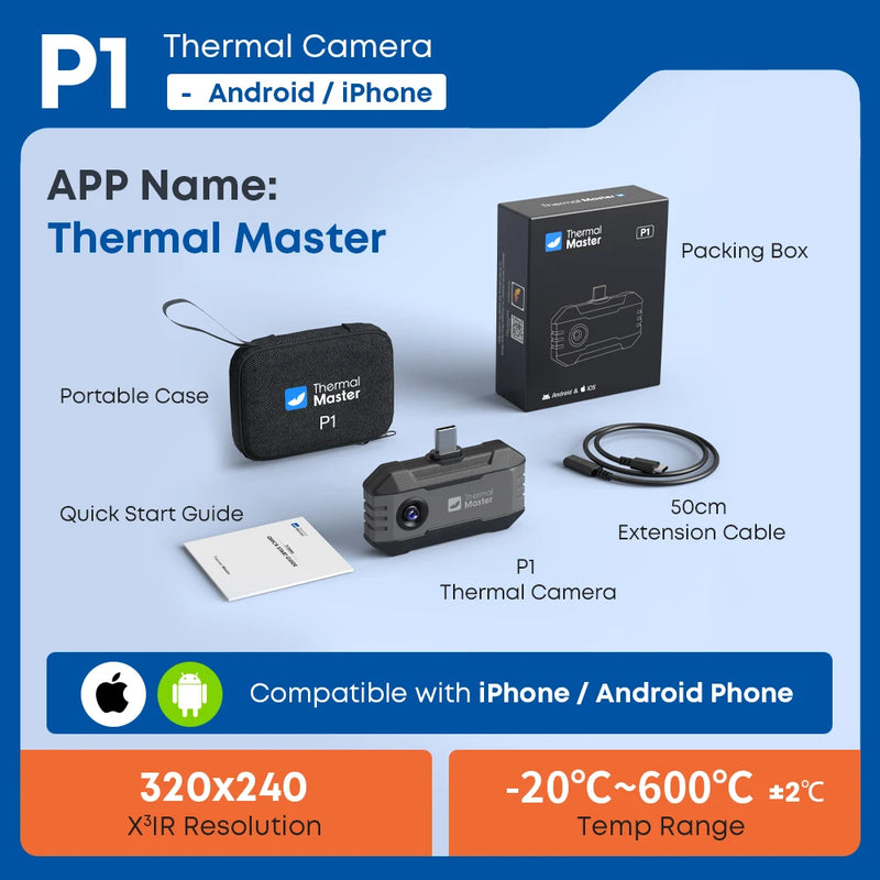 Caméra thermique Thermal Master P1 – iPhone & Android, 320x240, 600°C