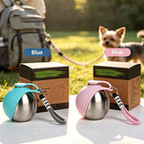 Gourde 2-en-1 pour chien 280 ml – bouteille d'eau nomade avec gamelle intégrée, acier inoxydable, anti-fuite