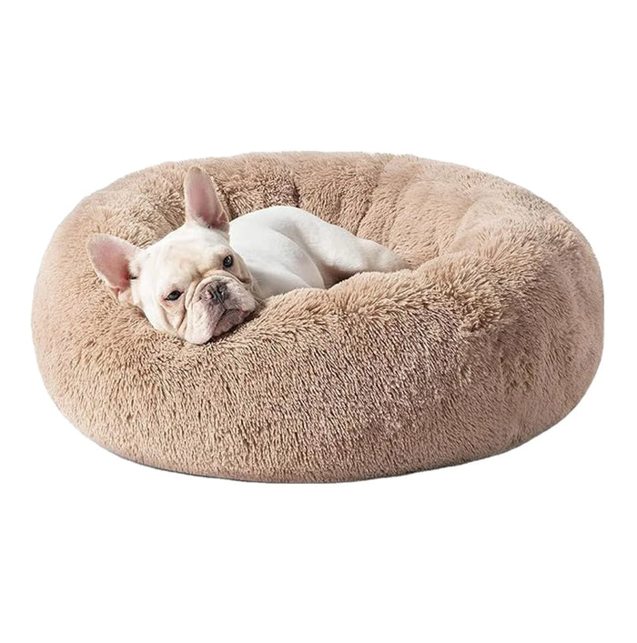 Lit rond en peluche pour chien & chat – panier anti-anxiété moelleux, lavable, 40 cm