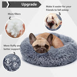 Lit rond en peluche pour chien & chat – panier anti-anxiété moelleux, lavable, 40 cm