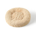 Lit rond en peluche pour chien & chat – panier anti-anxiété moelleux, lavable, 40 cm - Beige