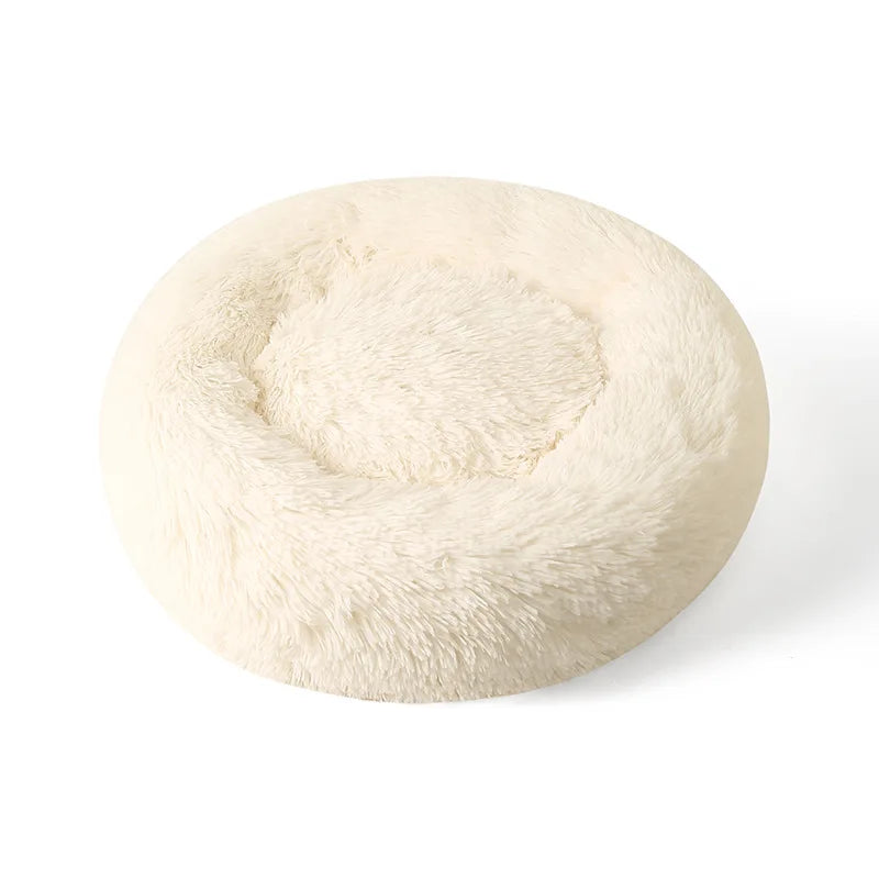 Lit rond en peluche pour chien & chat – panier anti-anxiété moelleux, lavable, 40 cm
