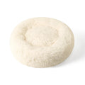 Lit rond en peluche pour chien & chat – panier anti-anxiété moelleux, lavable, 40 cm - Blanc