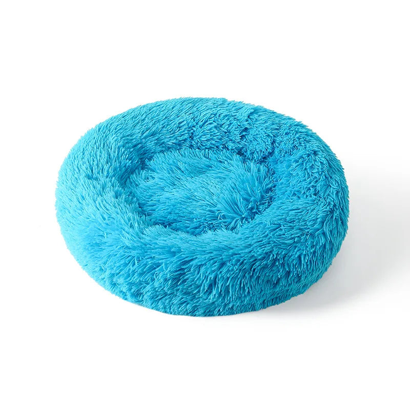 Lit rond en peluche pour chien & chat – panier anti-anxiété moelleux, lavable, 40 cm