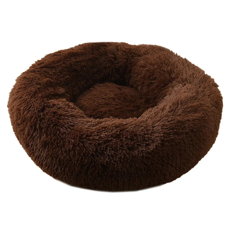 Lit rond en peluche pour chien & chat – panier anti-anxiété moelleux, lavable, 40 cm