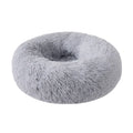 Lit rond en peluche pour chien & chat – panier anti-anxiété moelleux, lavable, 40 cm - Gris clair