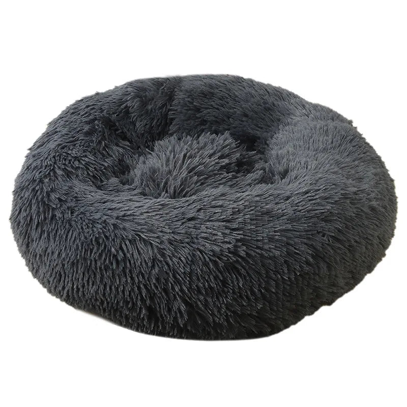 Lit rond en peluche pour chien & chat – panier anti-anxiété moelleux, lavable, 40 cm