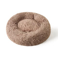 Lit rond en peluche pour chien & chat – panier anti-anxiété moelleux, lavable, 40 cm - Marron