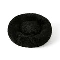 Lit rond en peluche pour chien & chat – panier anti-anxiété moelleux, lavable, 40 cm - Noir
