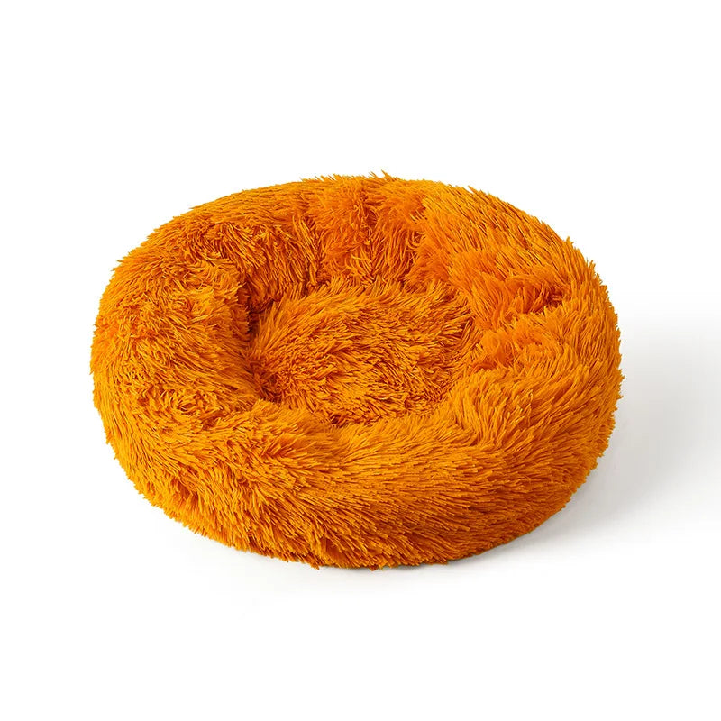 Lit rond en peluche pour chien & chat – panier anti-anxiété moelleux, lavable, 40 cm