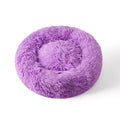 Lit rond en peluche pour chien & chat – panier anti-anxiété moelleux, lavable, 40 cm - Pourpre