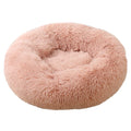 Lit rond en peluche pour chien & chat – panier anti-anxiété moelleux, lavable, 40 cm - Rose