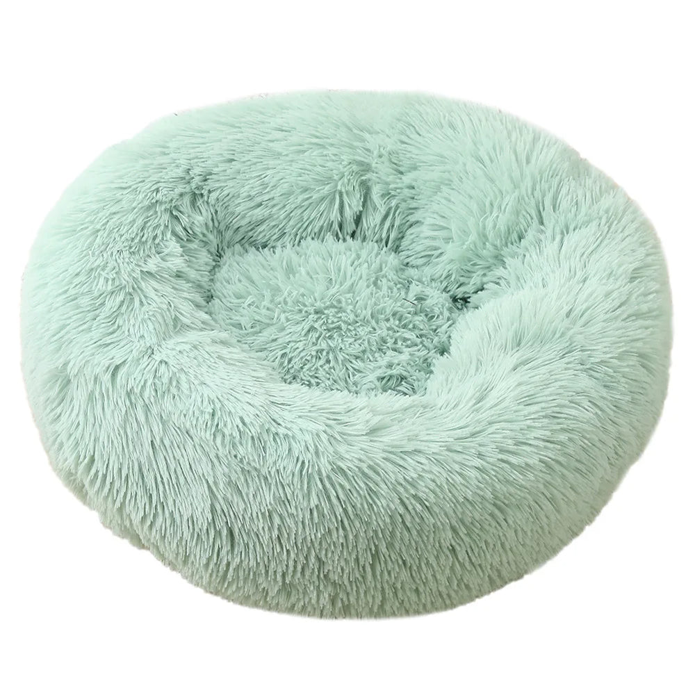 Lit rond en peluche pour chien & chat – panier anti-anxiété moelleux, lavable, 40 cm