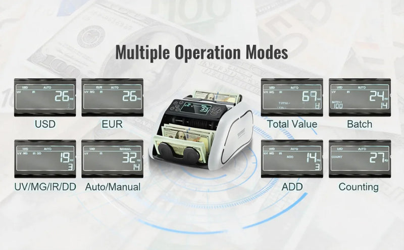 Compteur de billets SucceBuy – 1000 billets/min, détection faux UV/MG/IR/DD